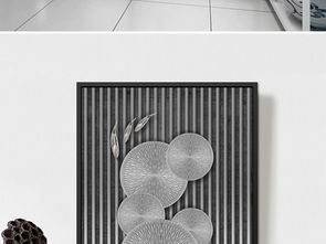 新中式抽象3d立体浮雕荷叶九条鱼玄关装饰画背景墙图片素材 效果图下载 金属玄关大全 特殊材质编号 18859977
